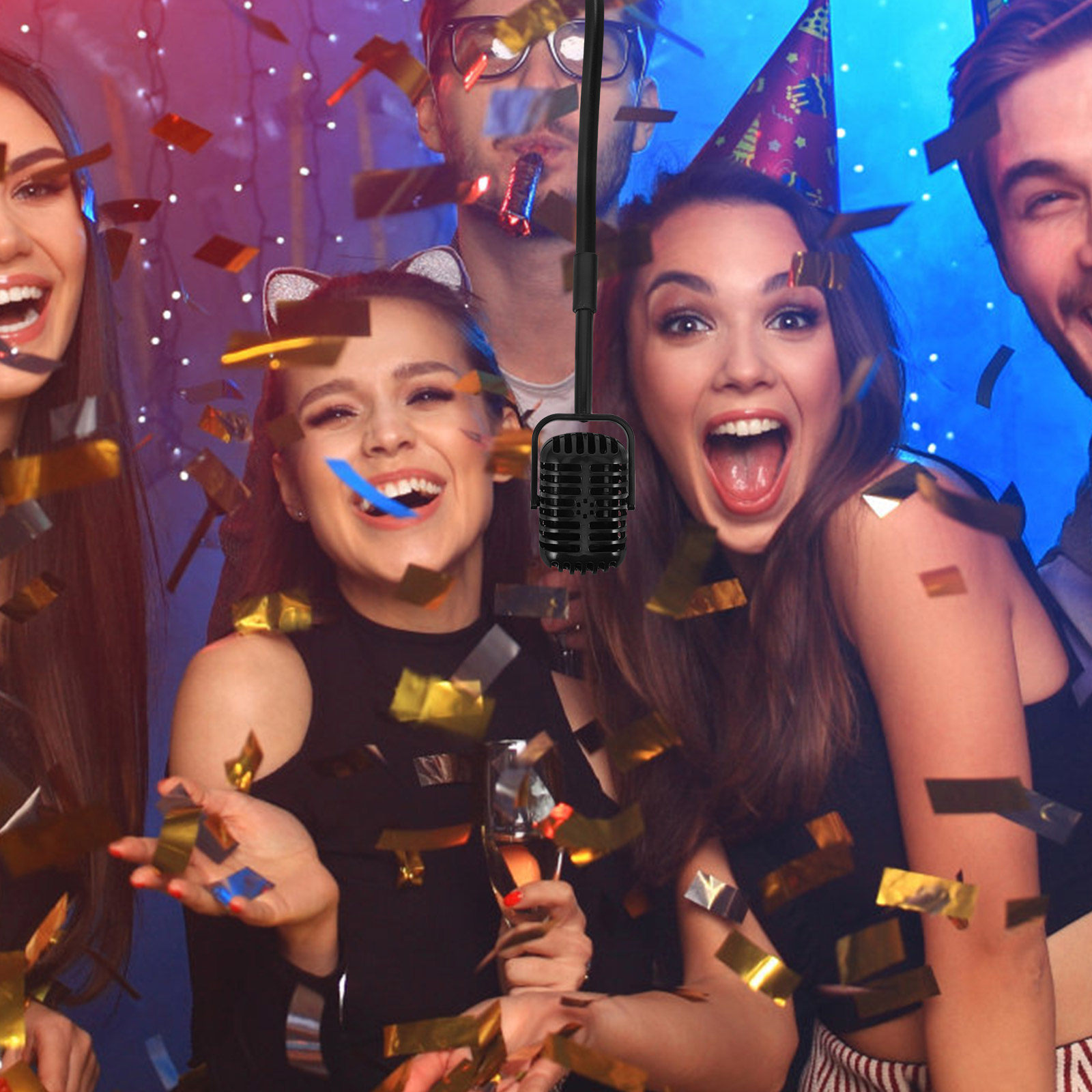 Party Games Night - ميكروفون وهمي بتصميم عتيق للزينة في